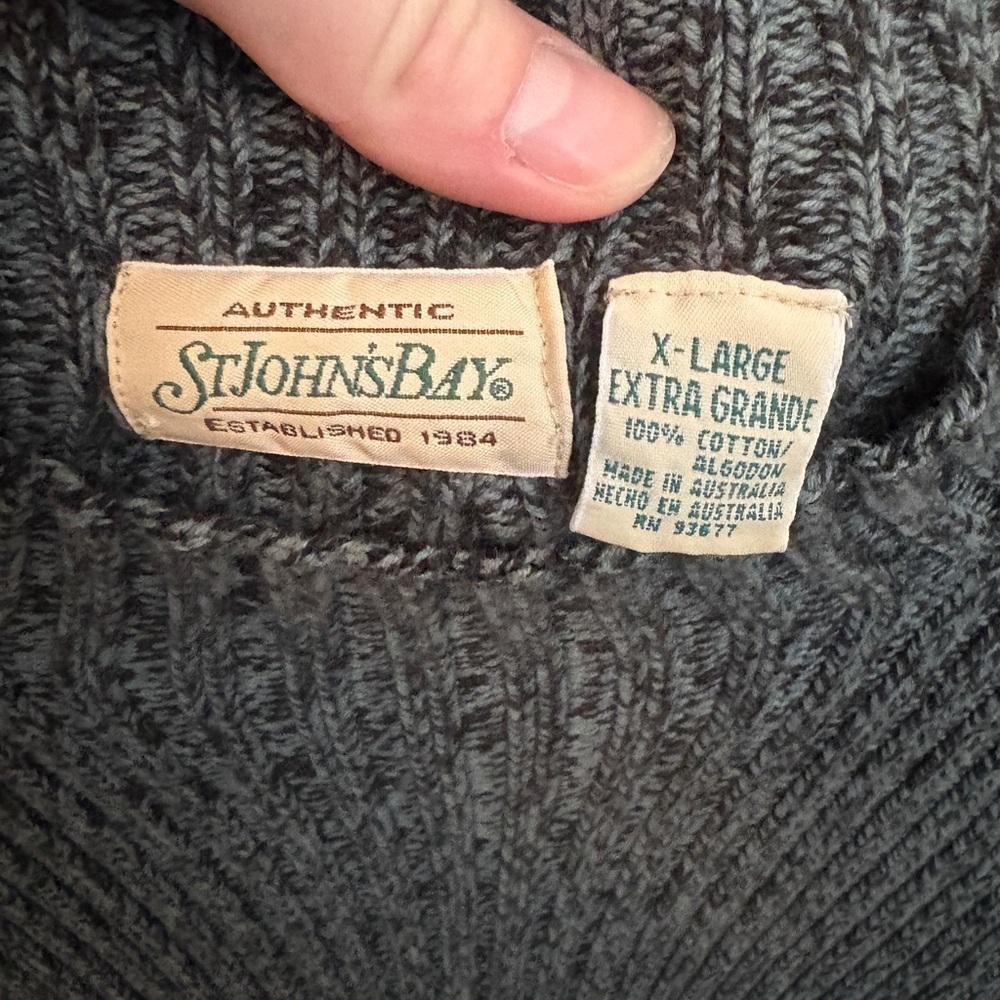 St John’s Bay 100% Cotton Oversized Mockneck Marled Blue Grandpa Sweater - Picture 3 of 7